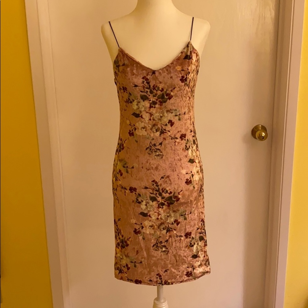 Velvet spaghetti strap dress